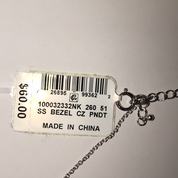 Sterling Silver Necklace & Cubic Zirconia Pendant - Picture 3 of 3